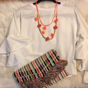 SHEIN White Ruffle Sleeve Blouse